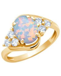 MaxColor - 10K 0.75 Ct. Tw. Lab-Grown Opal Halo Ring - Lyst
