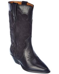 Isabel Marant Duerto Suede & Leather Western Boot - Black