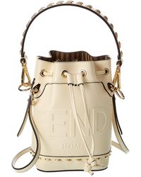 Fendi Mon Tresor Leather Bucket Bag - Natural
