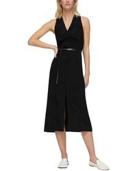 Lafayette 148 New York - Petite V-Neck Sleeveless Silk-Blend Dress - Lyst