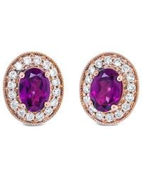 Haus of Brilliance - Colorful Gemstones 14K Rose 2.40 Ct. Tw. Diamond & Garnet Stud Earrings - Lyst