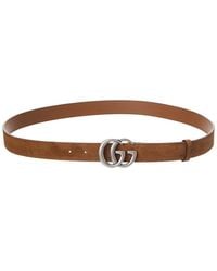 Gucci - Gg Marmont Thin Suede Belt - Lyst