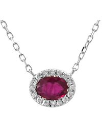 Gemstones - 14K 0.24 Ct. Tw. Diamond & Ruby Necklace - Lyst