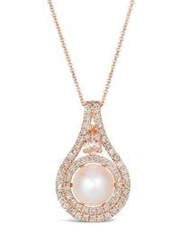 Le Vian - Le Vian Strawberry Pearls 14K Rose 0.84 Ct. Tw. Diamond & 9-10Mm Pearl Pendant Necklace - Lyst