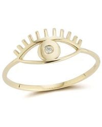 Ember Fine Jewelry - 14k 0.01 Ct. Tw. Diamond Evil Eye Ring - Lyst