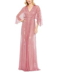 Mac Duggal - Striping Kimono Sleeve V Neck Gown - Lyst
