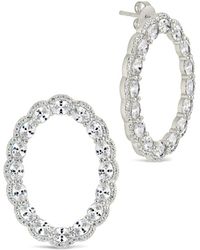 Sterling Forever - Cz Rosario Oval Stud Earrings - Lyst