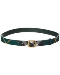 Burberry - Check Canvas & Leather Belt - Lyst