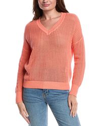 Forte - Open Stitch V-Neck Sweater - Lyst