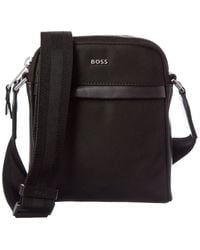 BOSS - Highway N Ns Zip Leather-Trim Reporter Bag - Lyst