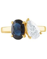 Lab Grown Diamonds - 14K 3.00 Ct. Tw. Lab-Grown Diamond & Lab-Grown Sapphire 2 Stone Solitaire Ring - Lyst