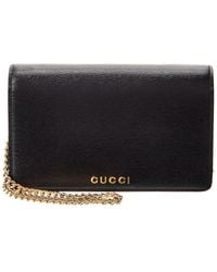 Gucci - Script Leather Chain Wallet - Lyst