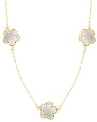 Adornia - 14K Plated Mother Of Pearl 36In 5-Leaf Clover Station Necklace - Lyst