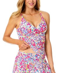 Anne Cole - Hidden Underwire Drape Front Tankini - Lyst