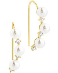Sterling Forever - 14K Plated Cz Siena Threader Earrings - Lyst