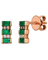 Le Vian 14k Rose Gold 0.48 Ct. Tw. Diamond & Emerald Earrings - Multicolour
