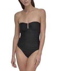DKNY - Shirred Bandeau Swimsuit - Lyst