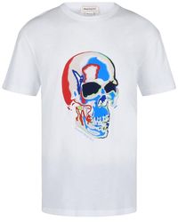 McQueen - Solarized Skull Graphic T-Shirt - Lyst