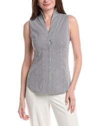 Misook - Pinstripe Stretch Cotton Blouse - Lyst