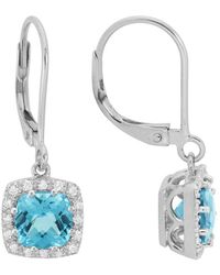 Diamond Select Cuts - 14k Diamond .16 Ct & 2.19 Ct. Blue Topaz Earrings - Lyst