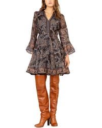 Hale Bob - Artemis Long Sleeve Silk & Linen-Blend Mini Dress - Lyst