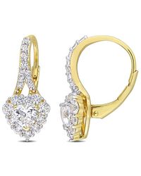 Rina Limor - Gold Over Silver 2.42 Ct. Tw. Sapphire Halo Heart Earrings - Lyst