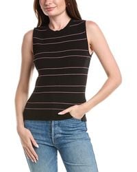 Tahari - Sleeveless Crewneck Striped Rib Pullover - Lyst