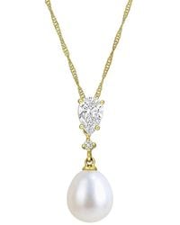 Created Forever - 14K 0.50 Ct. Tw. Lab-Grown Diamond & 8-8.5 Mm Pearl Pendant - Lyst