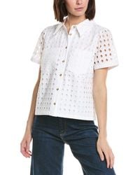 Cece - Collared Button Down Swing Top - Lyst