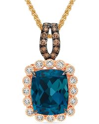 Le Vian - Le Vian Deep Sea Blue Topaz 14k Rose Gold 4.75 Ct. Tw. Diamond & London Blue Topaz Pendant Necklace - Lyst