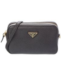 Prada - Triangle Logo Mini Leather Camera Bag - Lyst