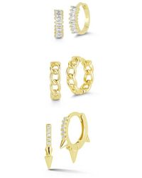Glaze Jewelry - 14k Over Silver Cz Combo Set Of Huggie Earrings - Lyst