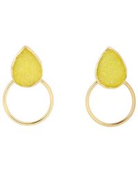 Saachi - 18K Plated Druzy Cz Hoop Earrings - Lyst