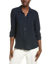 Tahari - Collared Split Neck Button-Down Blouse - Lyst
