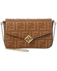 Fendi - Ff Diamonds Leather Wallet On Chain - Lyst