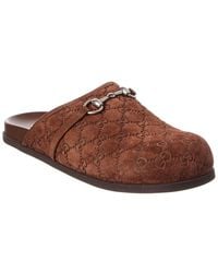 Gucci - Horsebit Gg Suede Mule - Lyst