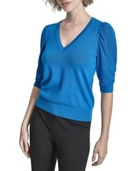 DKNY - V-Neck Twist Sleeve Top - Lyst