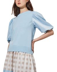 Ming Wang - Mixed-Media Puff Sleeve Tunic - Lyst