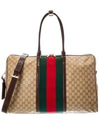 Gucci - Gg Web Medium Supreme Gg Canvas & Leather Luggage Bag - Lyst
