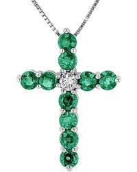 Diana M. Jewels - Fine Jewelry 14k 1.33 Ct. Tw. Diamond & Emerald Cross Pendant Necklace - Lyst