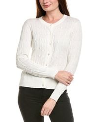 Hannah Rose - Classic Cable Full Button Cashmere-Blend Cardigan - Lyst