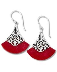 Samuel B. - Silver Coral Filigree Drop Earrings - Lyst
