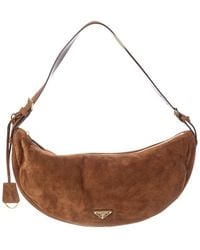 Prada - Demi-Lune Large Suede Shoulder Bag - Lyst