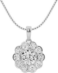 Lab Grown Diamonds - 14k 2.00 Ct. Tw. Lab Grown Diamond Halo Pendant Necklace - Lyst