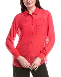 DKNY - Button Down Chiffon Top - Lyst