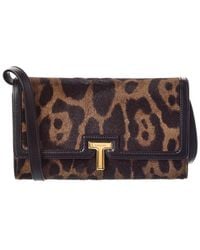 Tom Ford - T Plaque Haircalf & Leather Wallet On Chain - Lyst