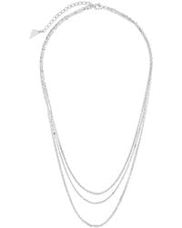 Sterling Forever - Rhodium Plated Dainty Three Layer Chain Necklace - Lyst