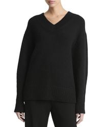 Vince - Dropped-Shoulder V-Neck Wool & Cashmere-Blend Top - Lyst