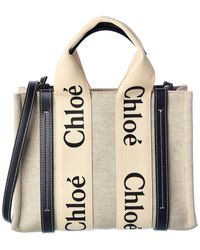 Chloé Woody Small Canvas & Leather Tote - Natural