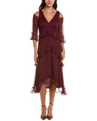 Tahari - Tiered Chiffon Midi Dress - Lyst